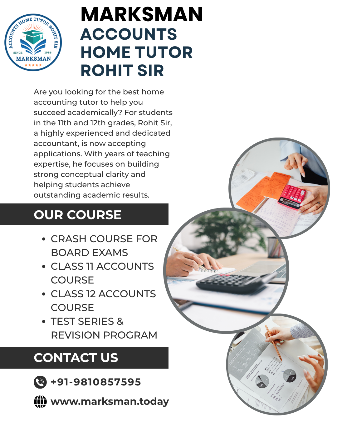 Marksman Accounts Home Tutor Rohit Sir